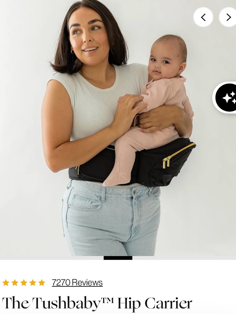 The Tushbaby™ Kids Hip Carrier — Black with Gold Zippers
